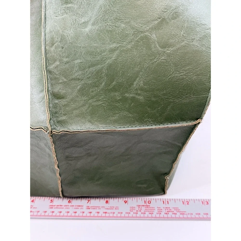 Leather Tote Oversized Shoulder Bag Large Slouchy Shopping Green